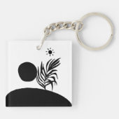 boho bohemian floral sun moon キーホルダー (裏面)