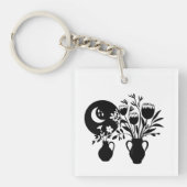 Boho bohemian floral sun moon キーホルダー (正面)