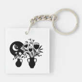 Boho bohemian floral sun moon キーホルダー (裏面)