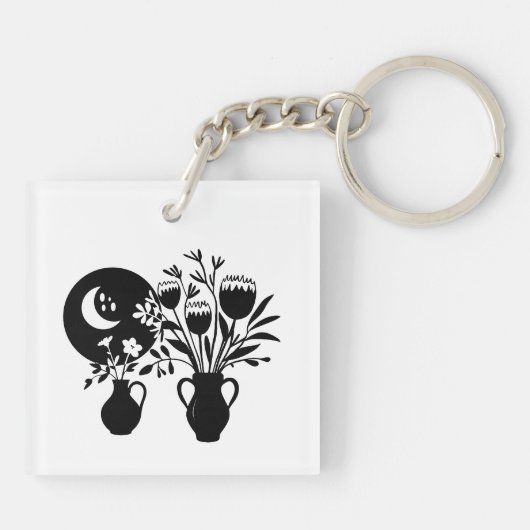 Boho bohemian floral sun moon キーホルダー (裏面)