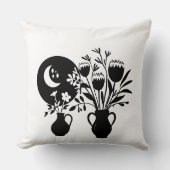 Boho bohemian floral sun moon クッション (正面)