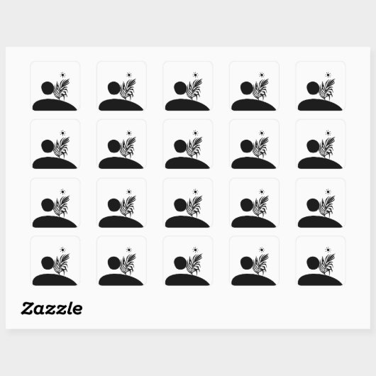 boho bohemian floral sun moon スクエアシール (シート)