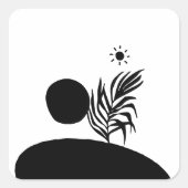 boho bohemian floral sun moon スクエアシール (正面)