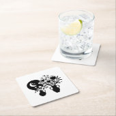 Boho bohemian floral sun moon スクエアペーパーコースター (インサイチュ)