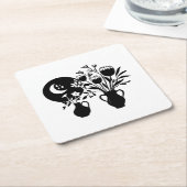 Boho bohemian floral sun moon スクエアペーパーコースター (アングル)