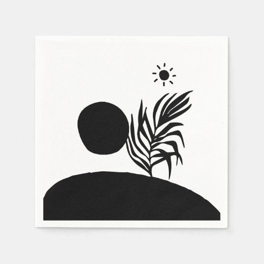 boho bohemian floral sun moon スタンダードカクテルナプキン (正面)