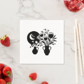 Boho bohemian floral sun moon スタンダードカクテルナプキン (インサイチュ)