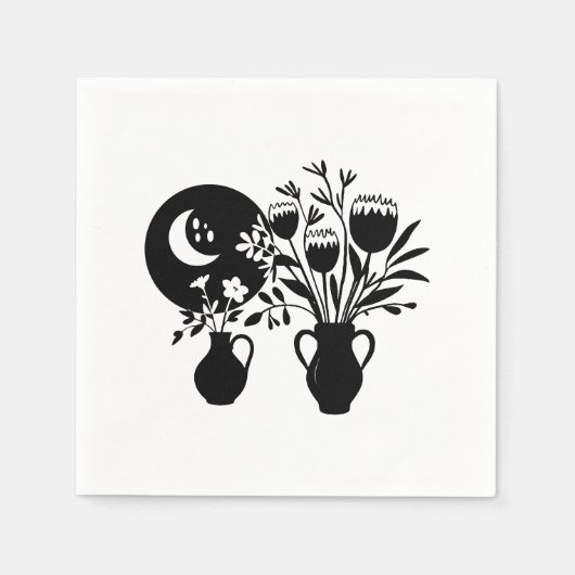 Boho bohemian floral sun moon スタンダードカクテルナプキン (正面)