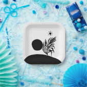 boho bohemian floral sun moon ペーパープレート (パーティー)