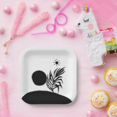 boho bohemian floral sun moon ペーパープレート (パーティー)