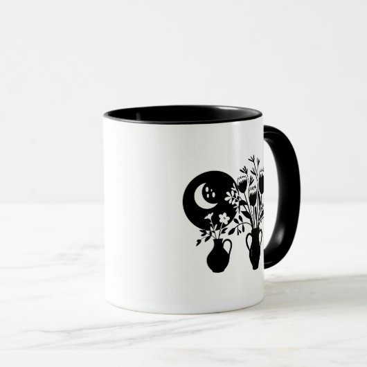 Boho bohemian floral sun moon マグカップ (正面右)