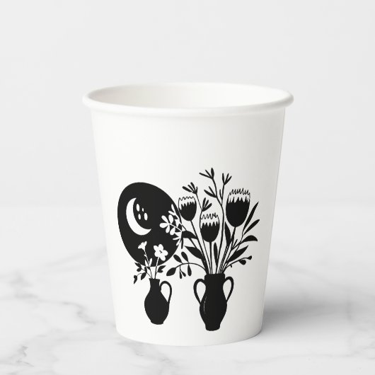 Boho bohemian floral sun moon 紙コップ (裏面)