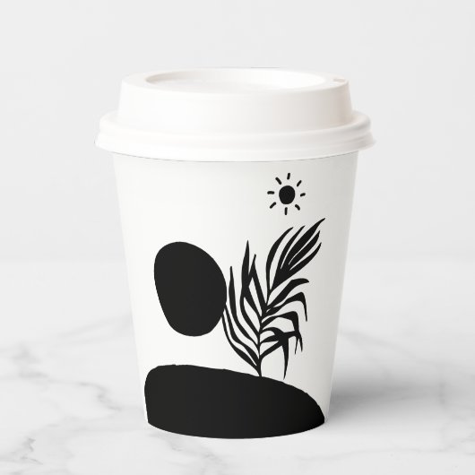 boho bohemian floral sun moon 紙コップ (正面)