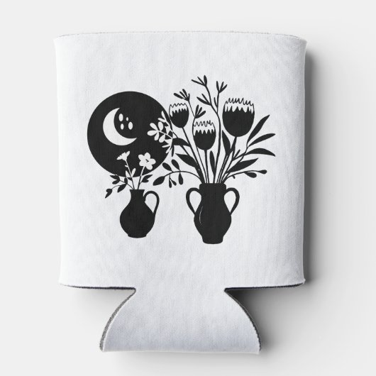 Boho bohemian floral sun moon 缶クーラー (裏面)