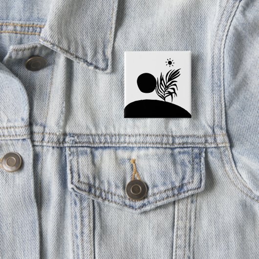boho bohemian floral sun moon 缶バッジ (インサイチュ)
