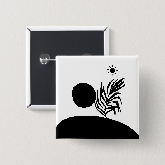 boho bohemian floral sun moon 缶バッジ (正面&裏面)