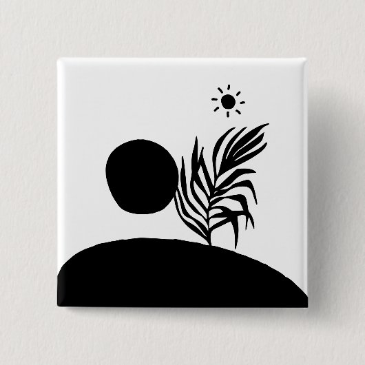 boho bohemian floral sun moon 缶バッジ (正面)