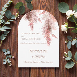 Boho Bohemian Pampass Wedding Invitation  招待状