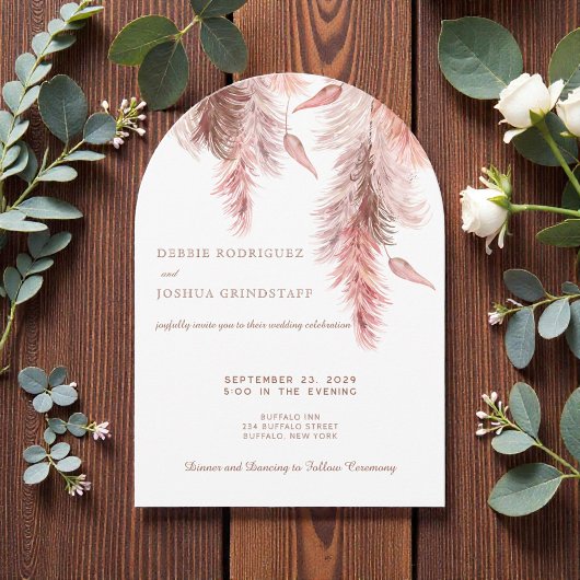 Boho Bohemian Pampass Wedding Invitation  招待状
