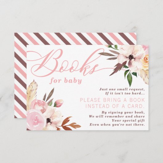 Boho Books forベビーカード、水彩フローラ エンクロージャーカード (正面/裏面)