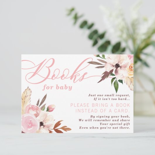Boho Books forベビーカード、水彩フローラ エンクロージャーカード (スタンド正面)