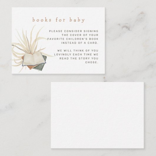 Boho Books forベビーベビーシャワー エンクロージャーカード (正面/裏面)