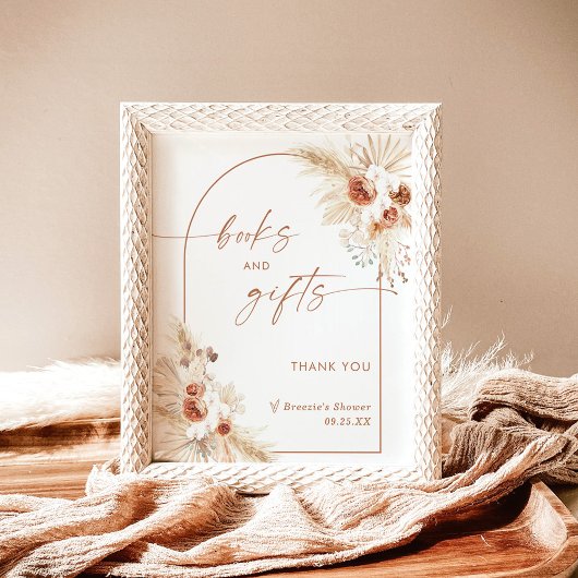 Boho Books & Giftサイン | Arch Pampas Grass Shower ポスター