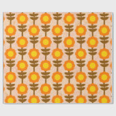 Boho Botanica Retro Floral Wrapping Paper ラッピングペーパー (フラット)