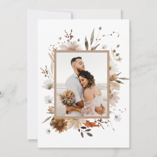 Boho Botanicalの結婚写真サンキューカード 招待状 (正面)