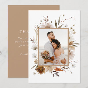 Boho Botanicalの結婚写真サンキューカード 招待状