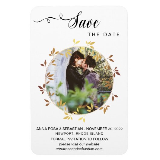 *~* Boho Botanicalの結婚PHOTO Save The Date マグネット (縦)