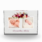 Boho Botanicalフローラと2枚の写真をソフトグレーで フォトブロック (正面)