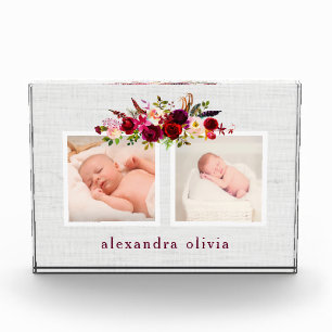 Boho Botanicalフローラと2枚の写真をソフトグレーで フォトブロック