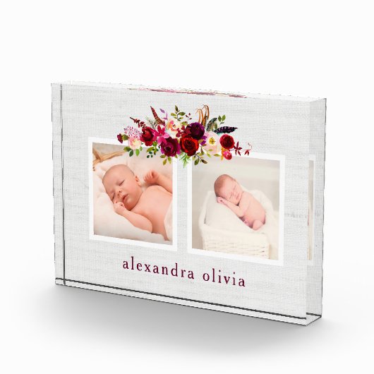 Boho Botanicalフローラと2枚の写真をソフトグレーで フォトブロック (右)