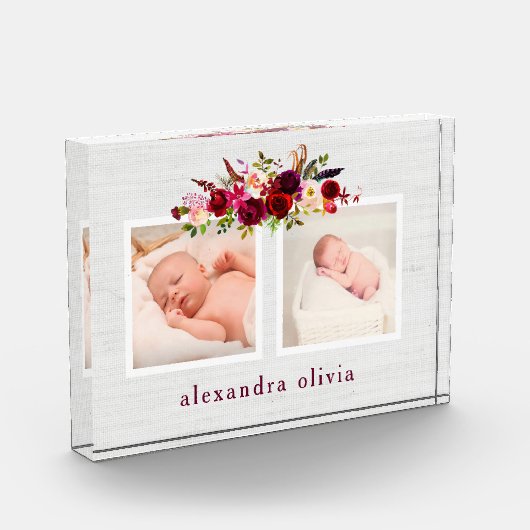 Boho Botanicalフローラと2枚の写真をソフトグレーで フォトブロック (左)