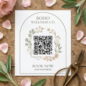 Boho Botanical Arched QR Code Square スクエア名刺
