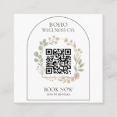 Boho Botanical Arched QR Code Square スクエア名刺 (正面)