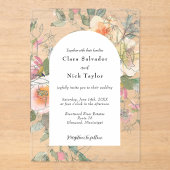 Boho Botanical Artist Sketch Garden Wedding アクリル招待状 (正面)