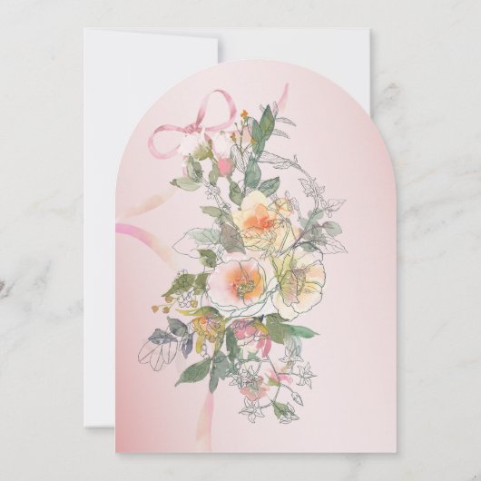 Boho Botanical Artist Sketch Garden Wedding 招待状 (裏面)