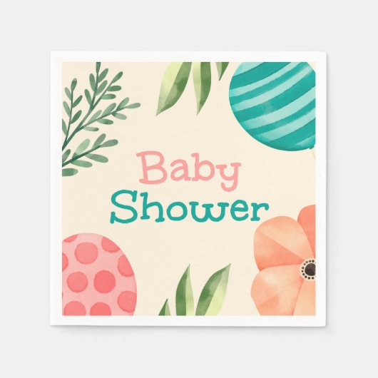 Boho Botanical Baby Shower スタンダードカクテルナプキン (正面)