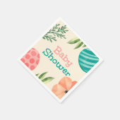 Boho Botanical Baby Shower スタンダードカクテルナプキン (角)