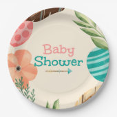 Boho Botanical Baby Shower ペーパープレート (正面)