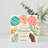 Boho Botanical Baby Shower 招待状 (スタンド正面)