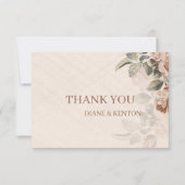 Boho Botanical Details Rustic Terracotta Thank You 出欠カード (正面)