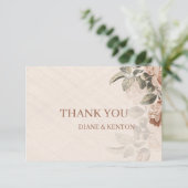 Boho Botanical Details Rustic Terracotta Thank You 出欠カード (スタンド正面)