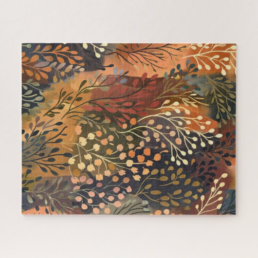 Boho Botanical Earthy Floral ジグソーパズル (横)