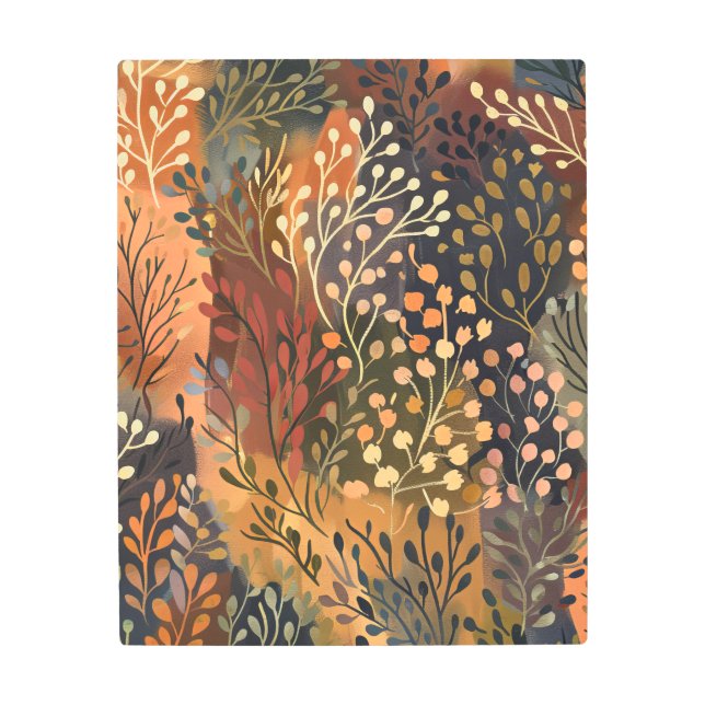 Boho Botanical Earthy Floral メタルプリント (正面)