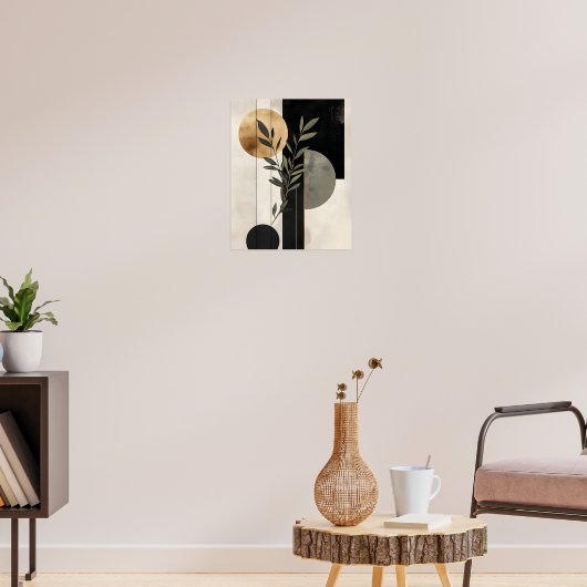 Boho Botanical Geometric Illustration ポスター (リビング3)