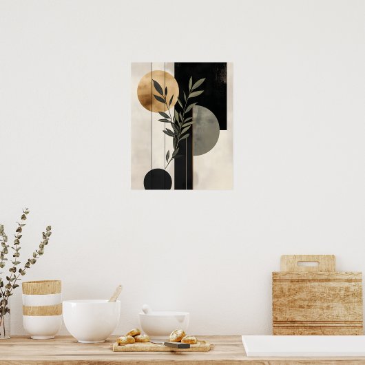 Boho Botanical Geometric Illustration ポスター (キッチン)