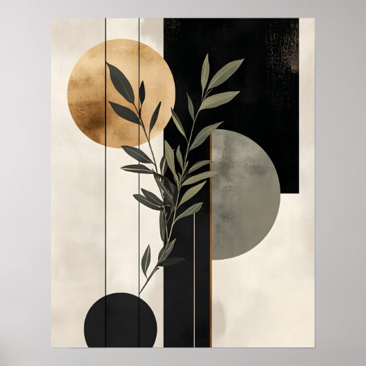 Boho Botanical Geometric Illustration ポスター (正面)